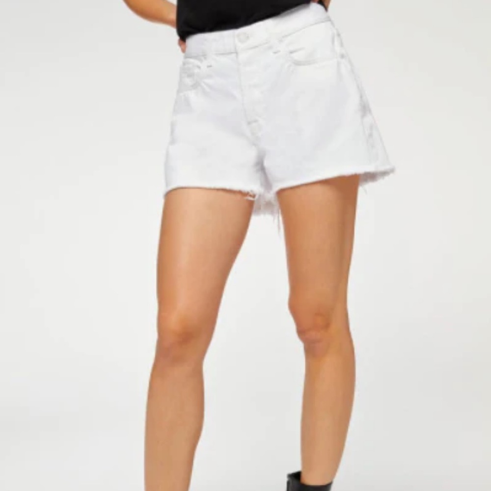 NWT 7 FAM high waist Monroe white shorts cut off denim - Picture 6 of 15